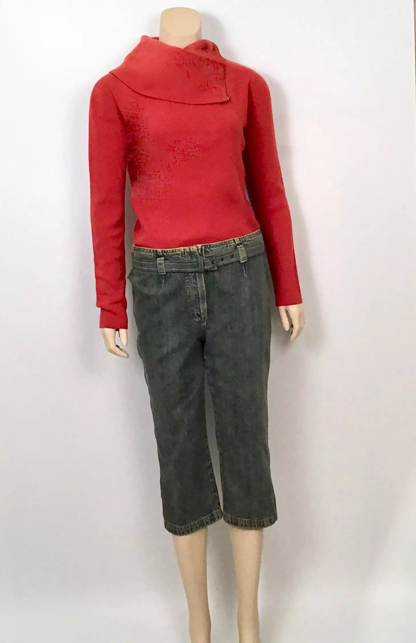 Chanel 00A 2000 Fall Capri Jeans Pants w Chanel Denim Belt FR 40 US 6