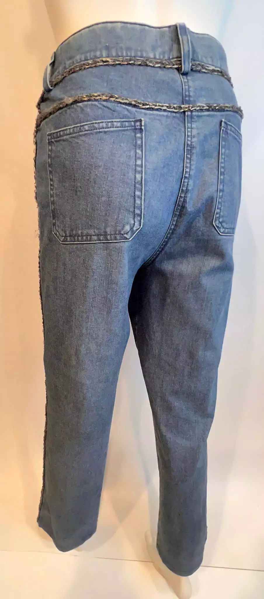 Chanel 06P 2006 Silver Trim Denim Blue Jeans FR 42