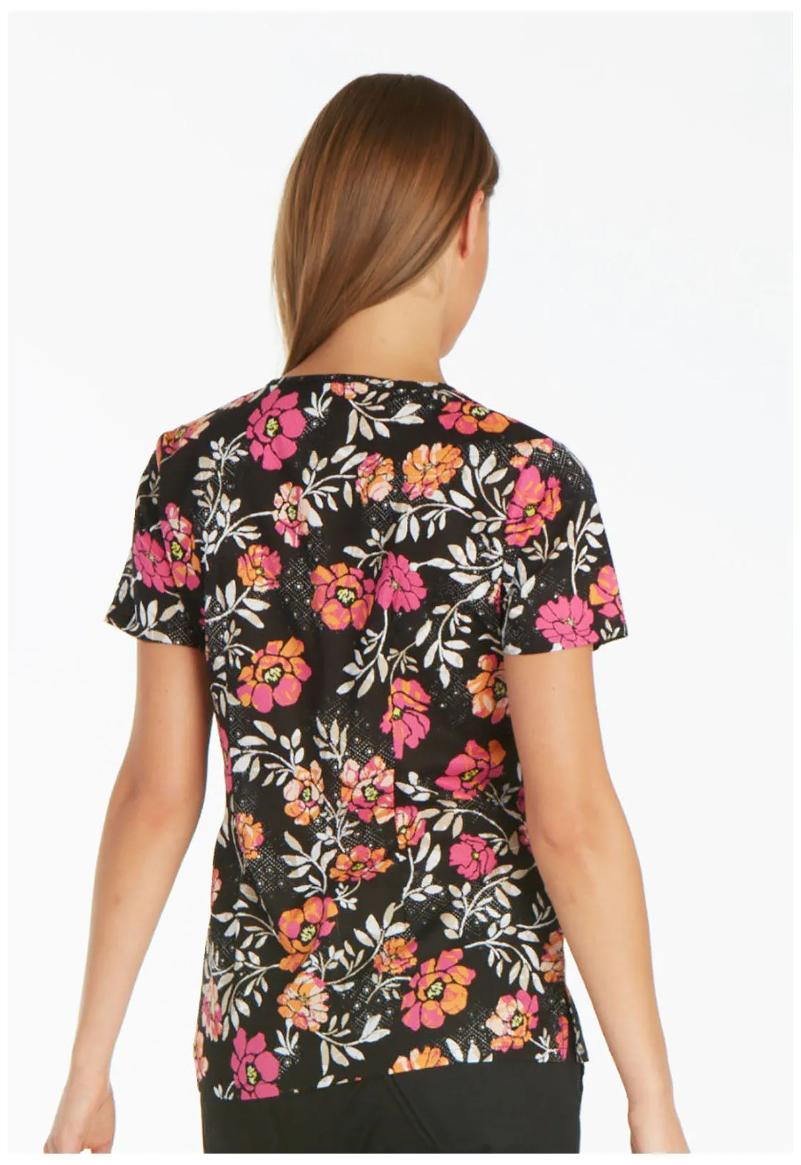 Cherokee Prints Mock Wrap Top  in Mixed Petals