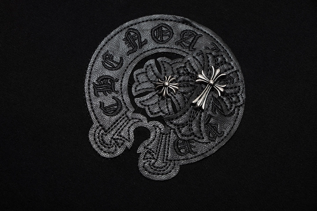 Chrome Hearts embroidered horseshoe logo metal accessories short-sleeved T-shirt Black 4.2