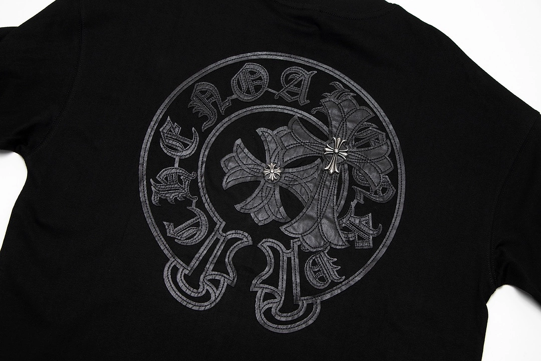 Chrome Hearts embroidered horseshoe logo metal accessories short-sleeved T-shirt Black 4.2