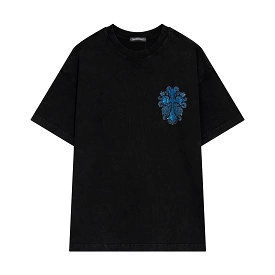 Chrome Hearts embroidered new cross color diamond short-sleeved T-shirt blue 4.2