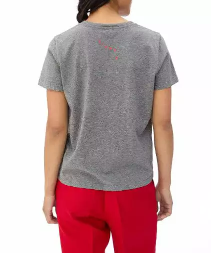 Clare V. Classic Ciao Tee - Grey/Neon Coral - FINAL SALE