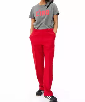 Clare V. Classic Ciao Tee - Grey/Neon Coral - FINAL SALE