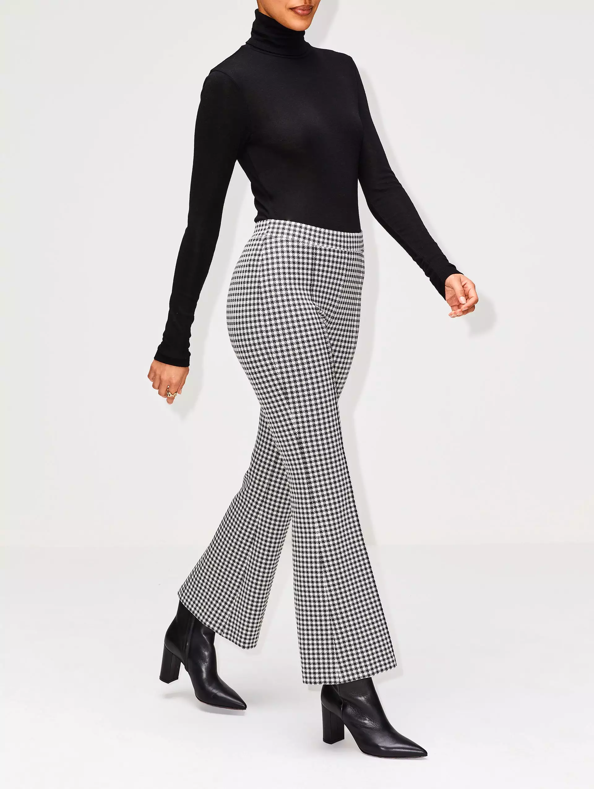 Cropped Gingham Flare Pant