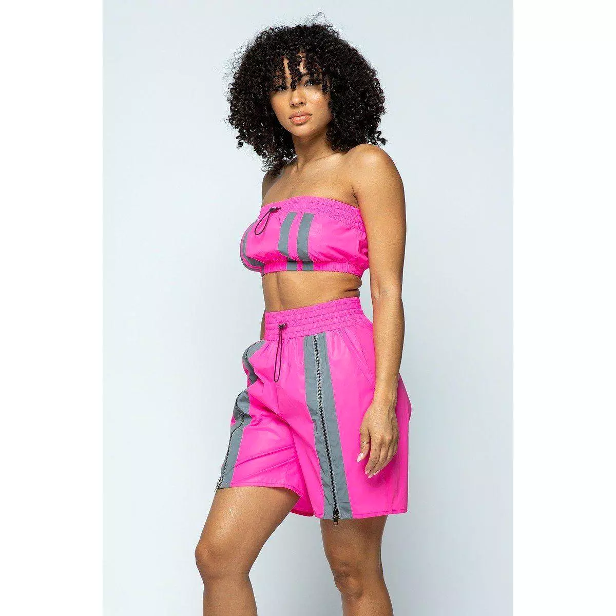 Cropped Mini Tube Top/lined Thigh Length Shorts Set