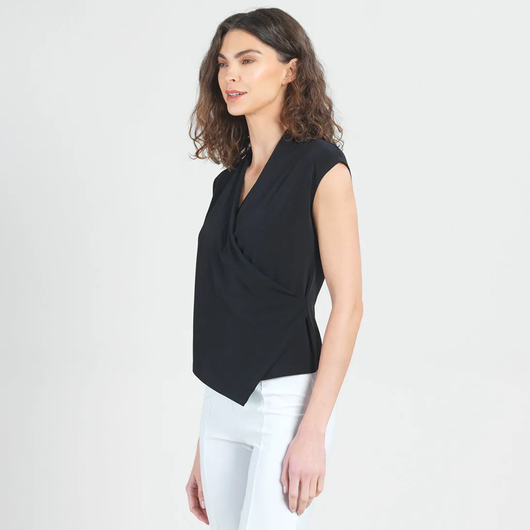 Crossover Faux Wrap Top - Black - Final Sale!