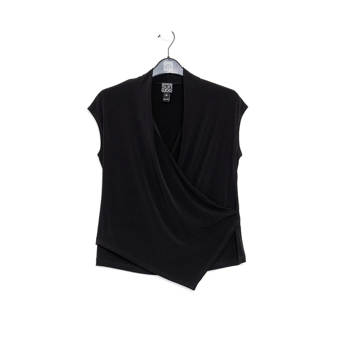 Crossover Faux Wrap Top - Black - Final Sale!