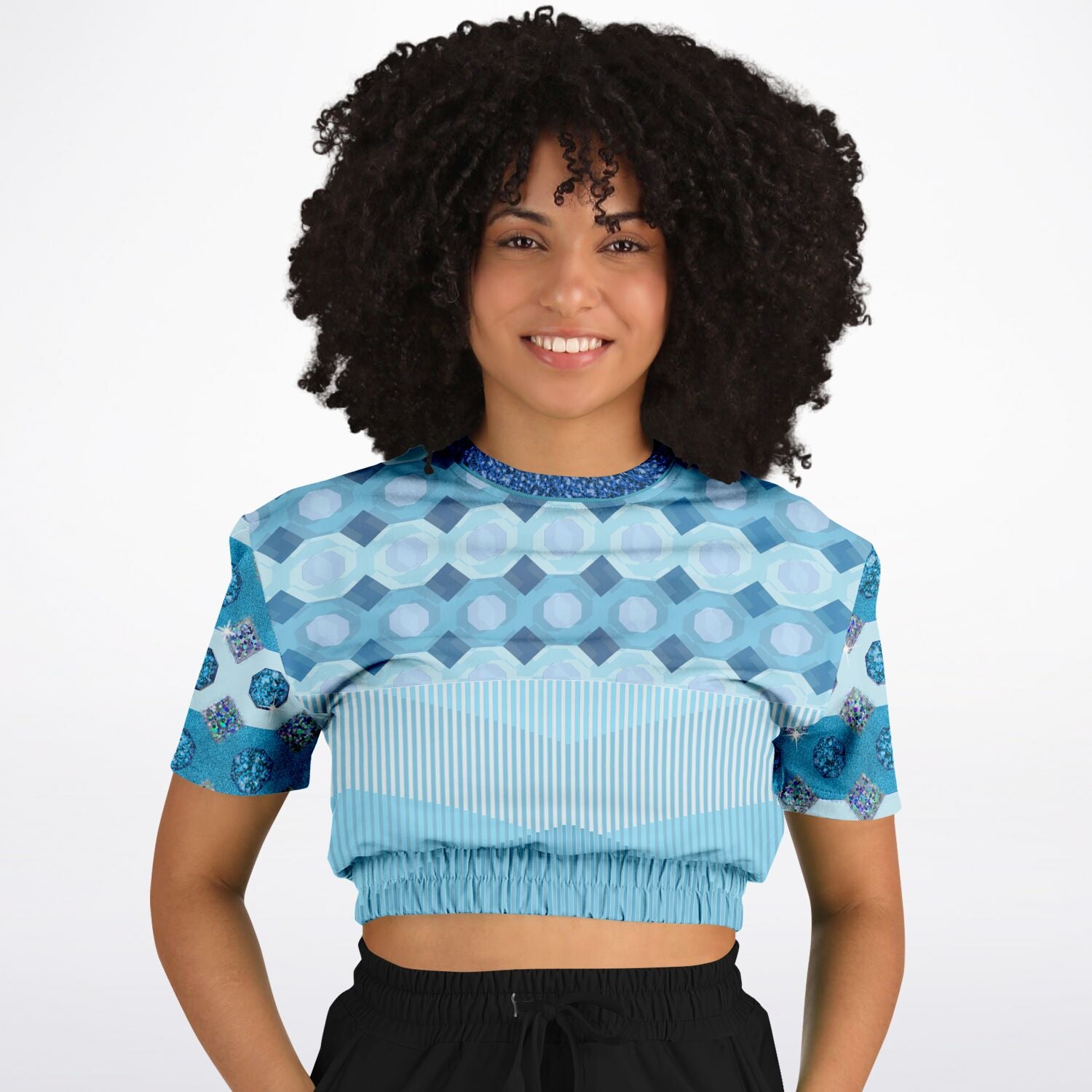 Cte d'Azur Short Sleeve Cropped Eco-Poly Sweater