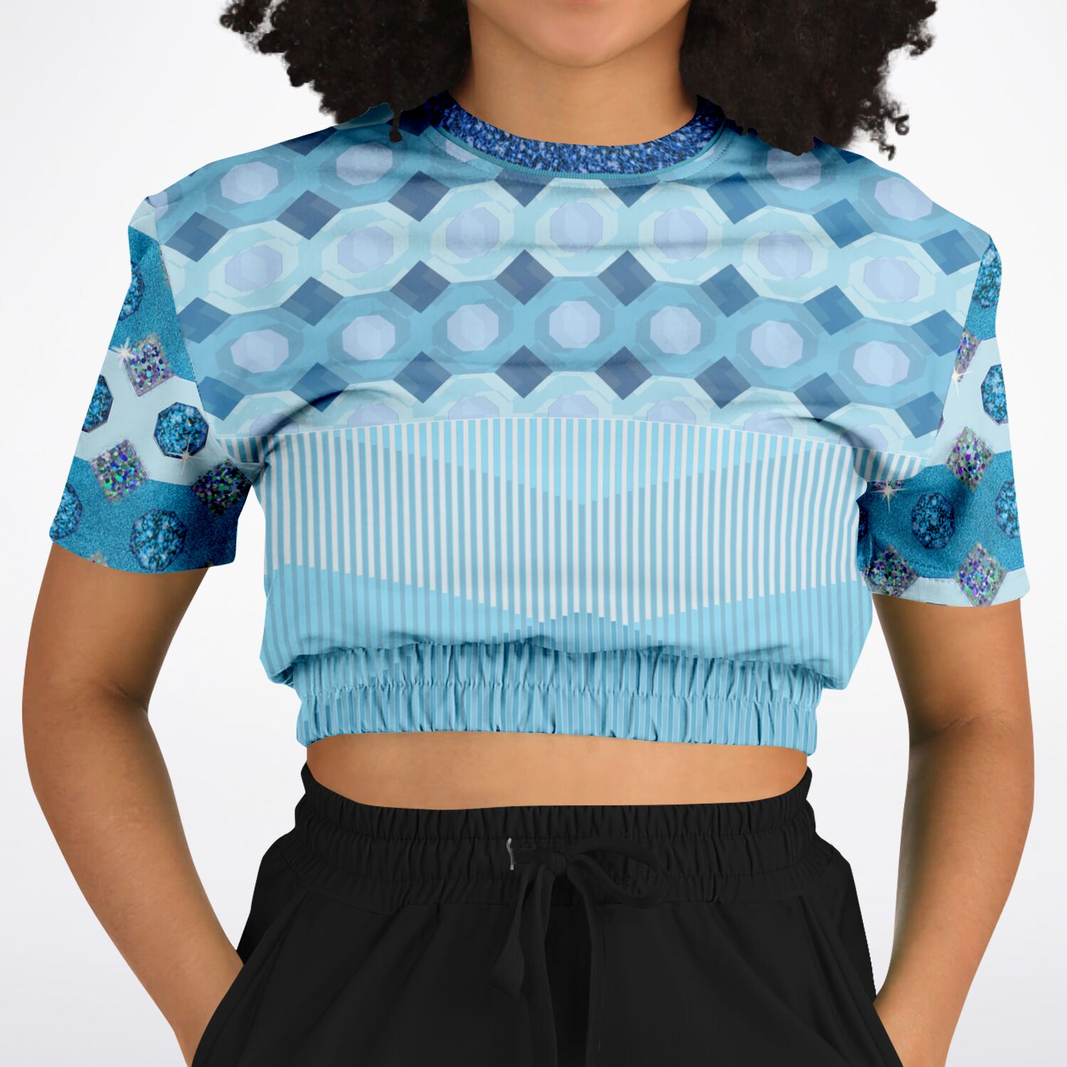 Cte d'Azur Short Sleeve Cropped Eco-Poly Sweater