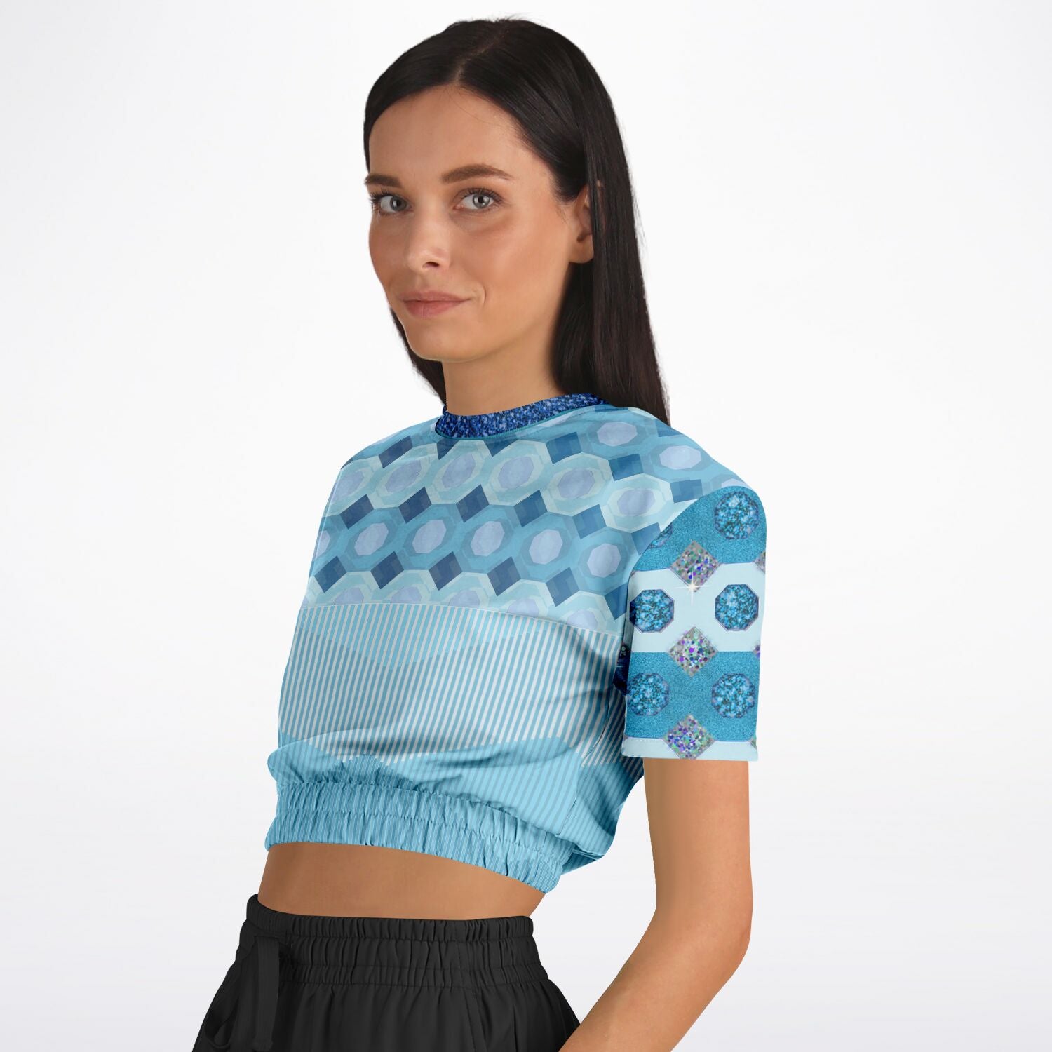 Cte d'Azur Short Sleeve Cropped Eco-Poly Sweater