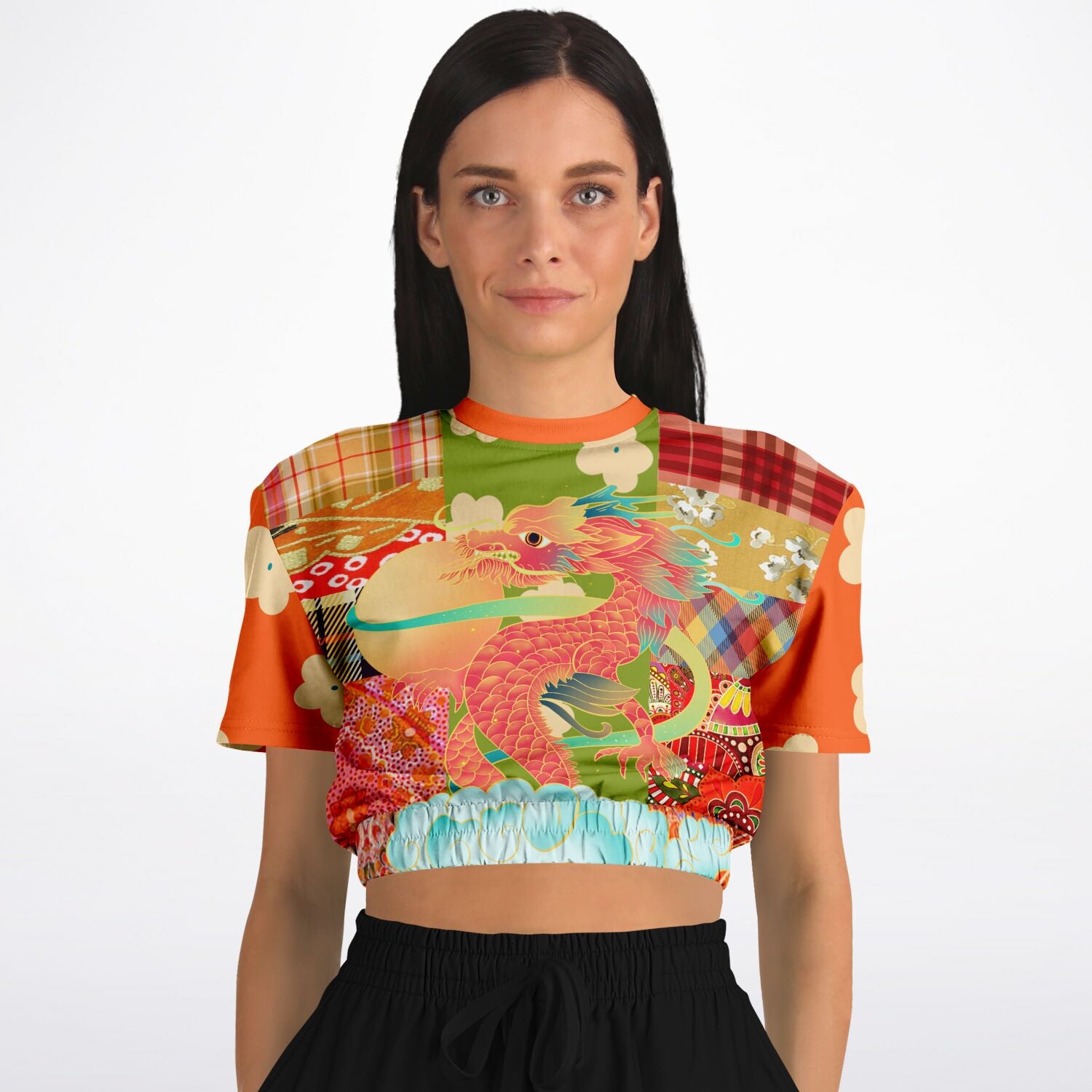 Divine Sublime Dragon Short Sleeve Cropped Sweater