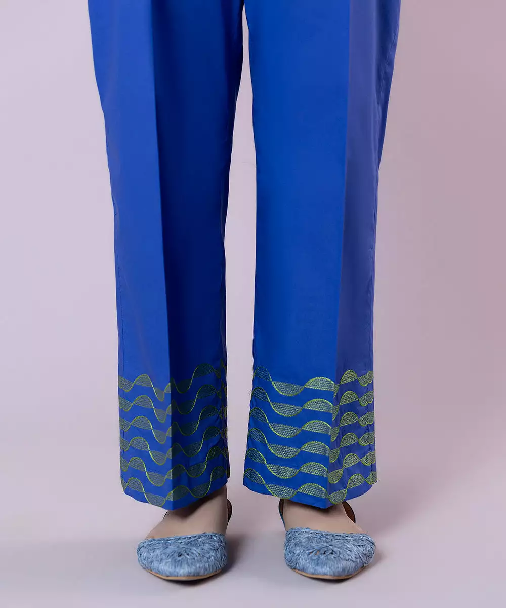 Embroidered Cambric Straight Pants