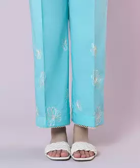 Embroidered Cambric Straight Pants