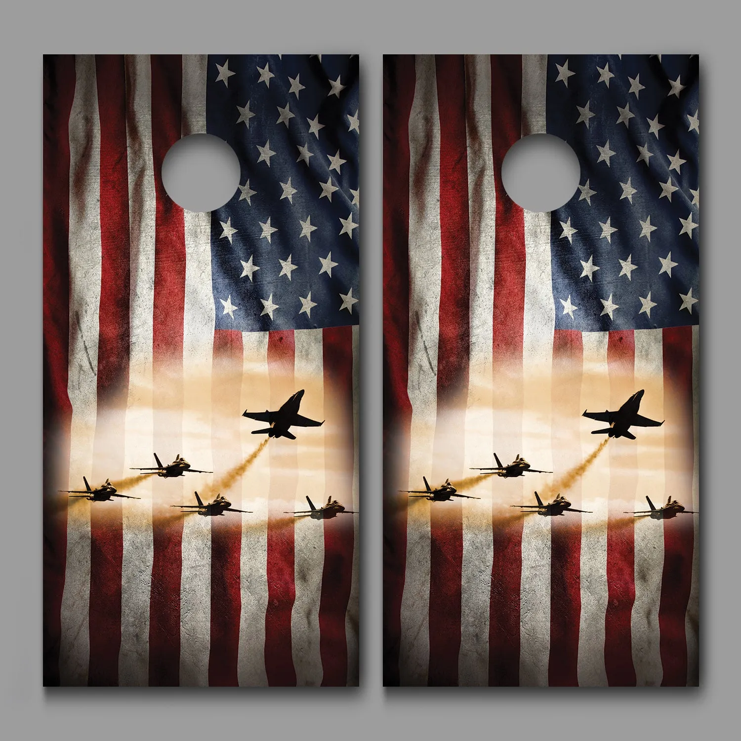 F14 Top Gun Jet 5 Jets American Flag Cornhole Wrap