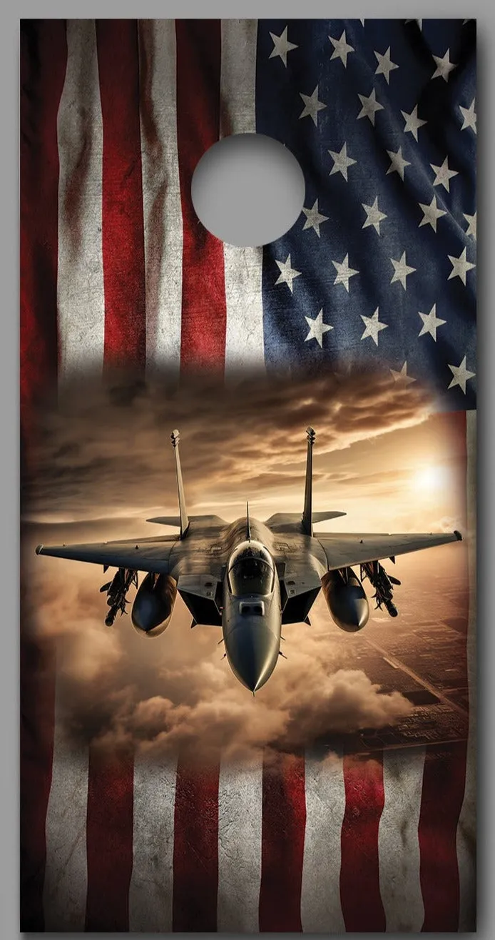 F14 Top Gun Jet American Flag Cornhole Wrap