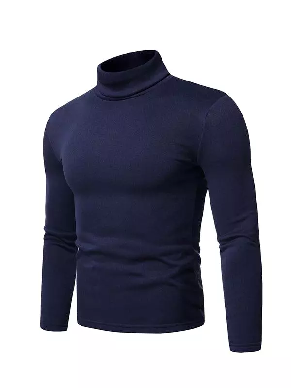 Fleece Pullover Turtleneck Men Sweater