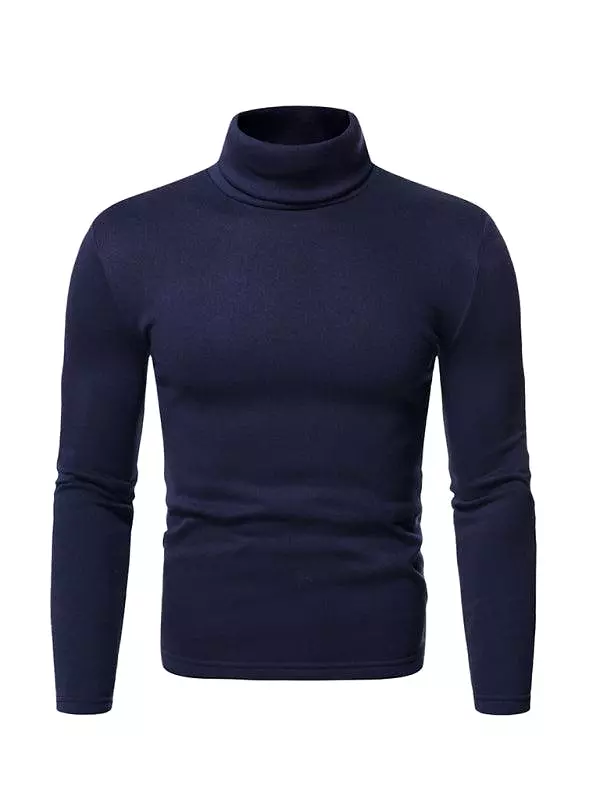 Fleece Pullover Turtleneck Men Sweater