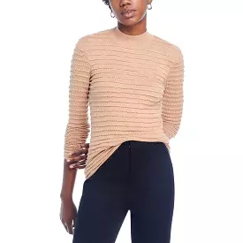 FRAME Womens Silk Blend Smocked Mock Turtleneck Sweater