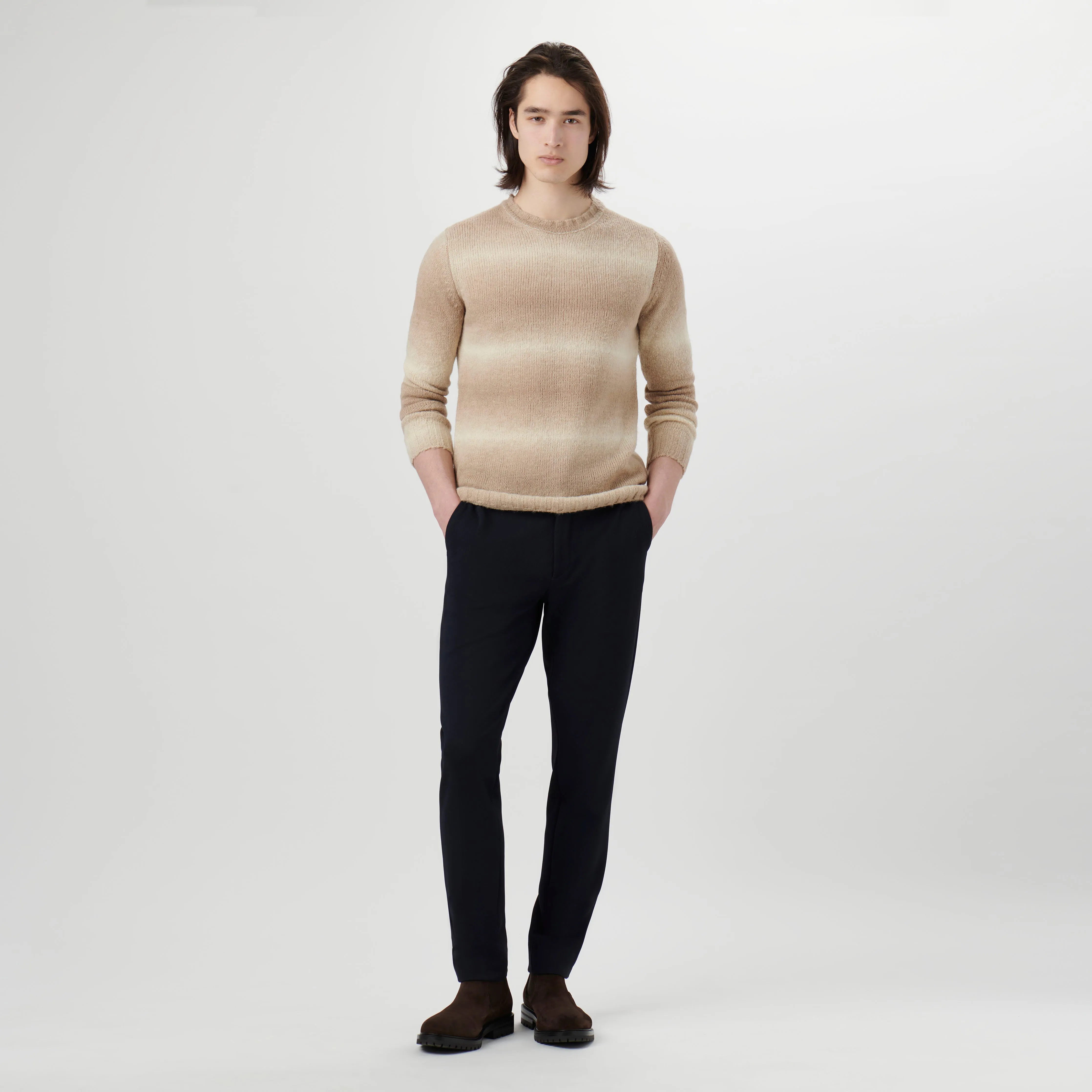 Gradient Striped Crew Neck Sweater