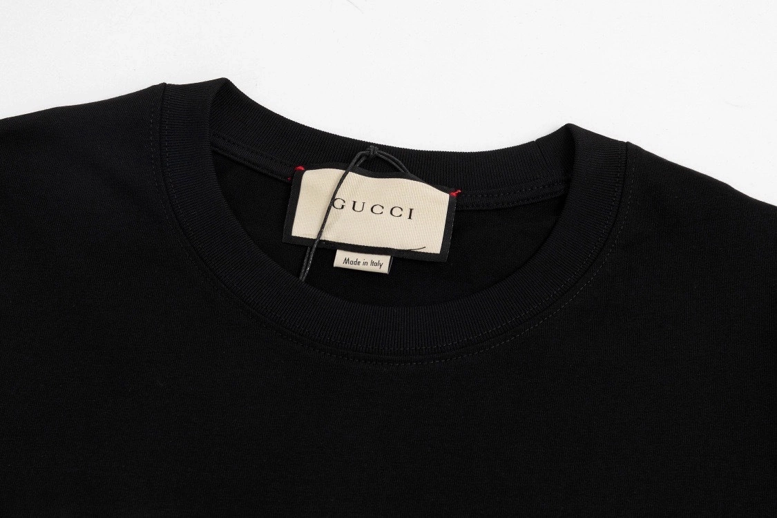 Gucci 24SS cartoon dragon logo short-sleeved T-shirt Black 3.13