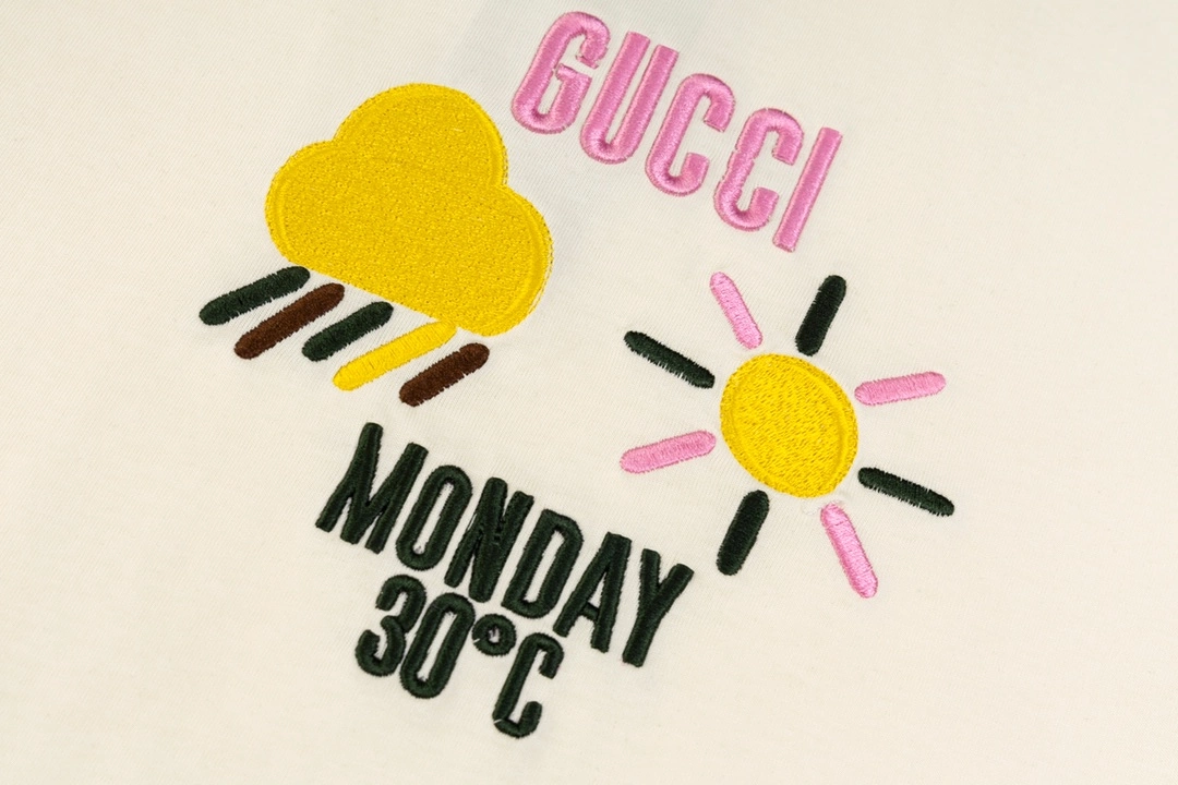 Gucci 24SS embroidered weather forecast short-sleeved T-shirt Off-White 3.6