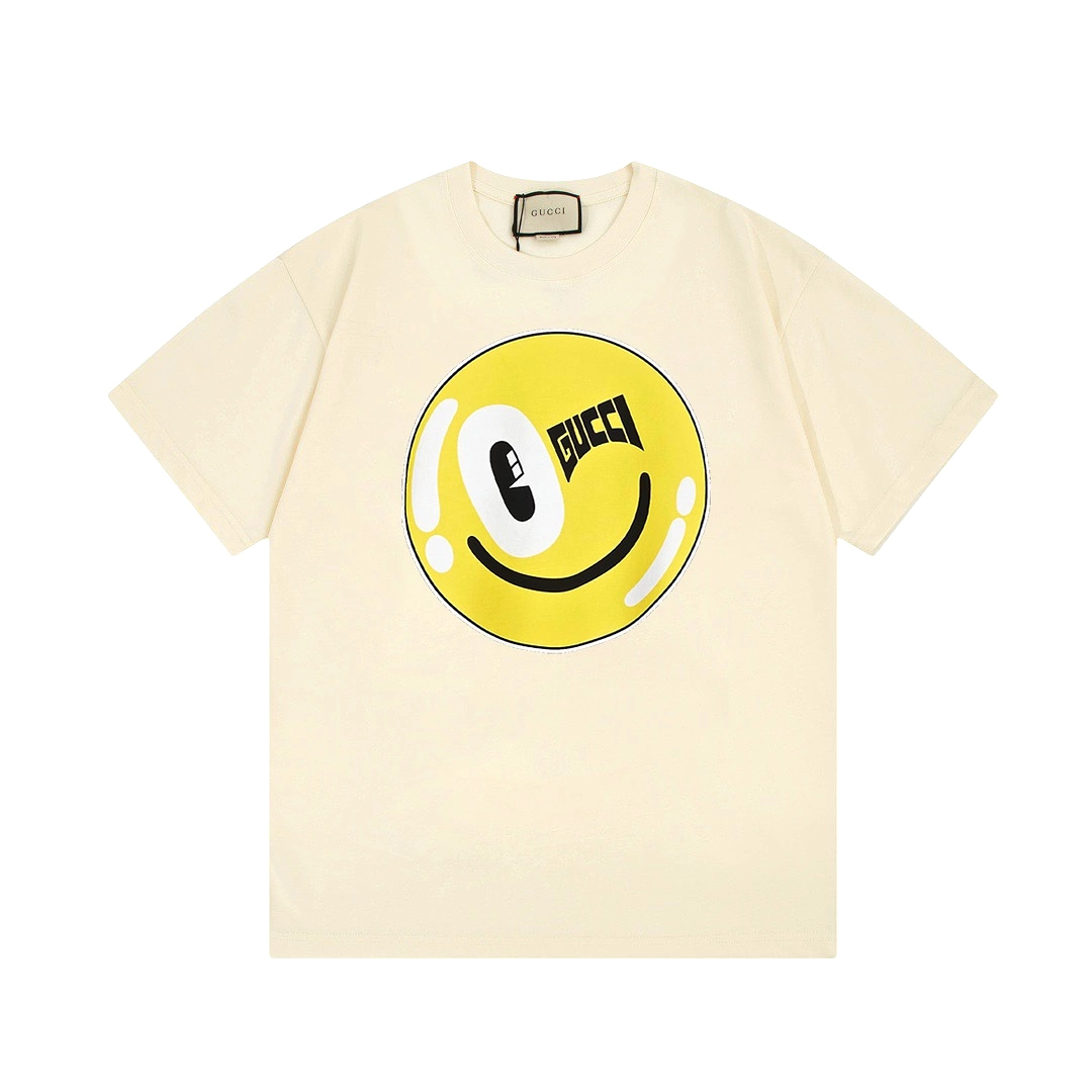 Gucci X Hattie Stewart 24SS Smiley brand logo short-sleeved T-shirt off-White 3.13