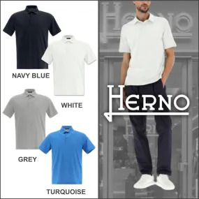 HERNO  |Plain Cotton Short Sleeves Polos