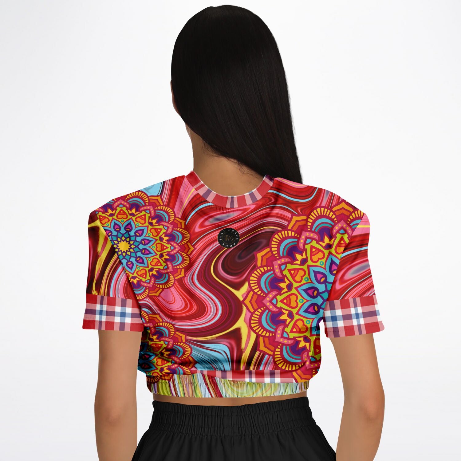 Hippy-Dippy Red Short Sleeve Cropped Eco-Poly Sweater