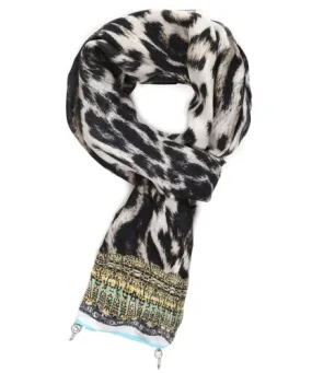 Inoa Brown Animal Print Silk Scarf | Jules B