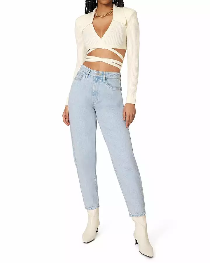 Ivory collared wrap sweater top