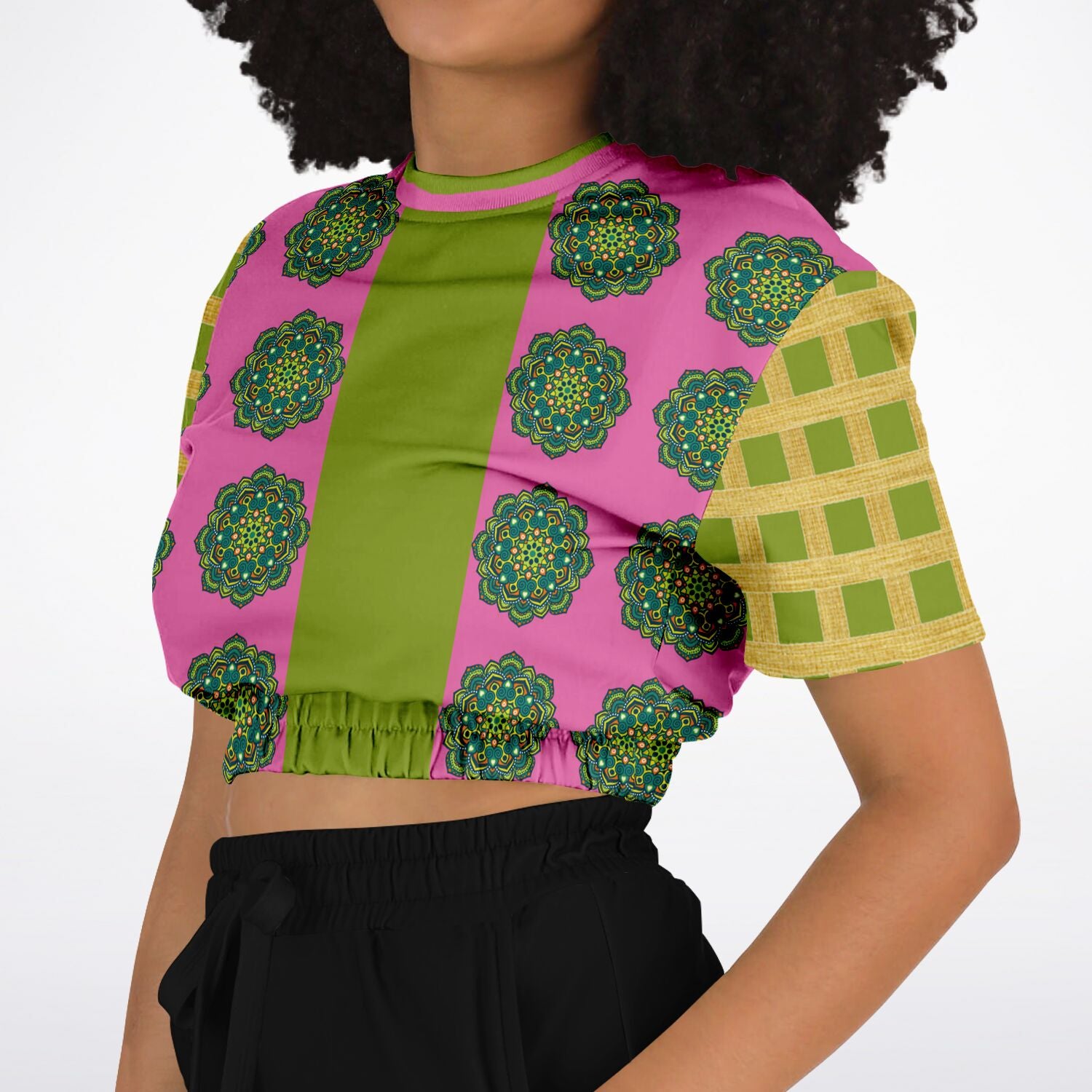 Jambalaya Short Sleeve Cropped Eco-Poly Sweater