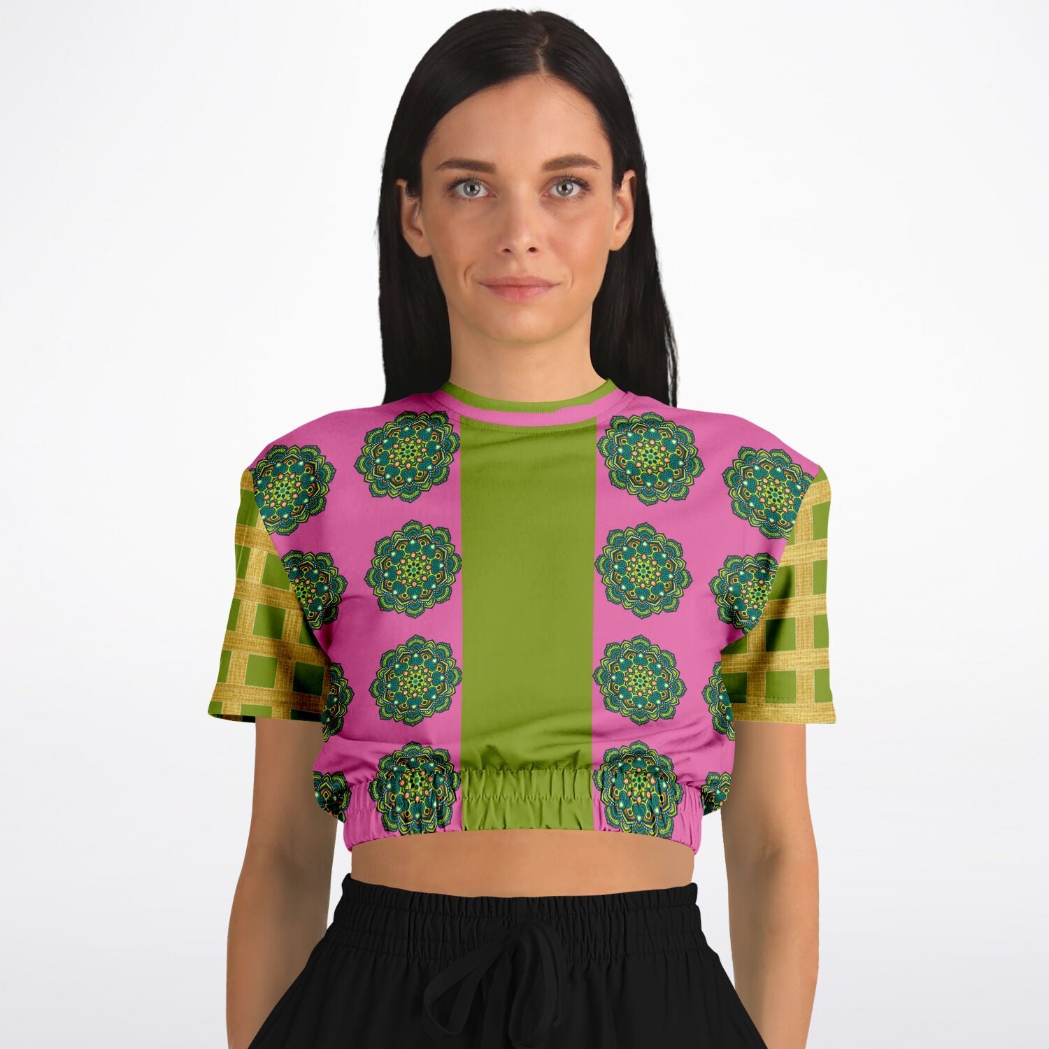 Jambalaya Short Sleeve Cropped Eco-Poly Sweater