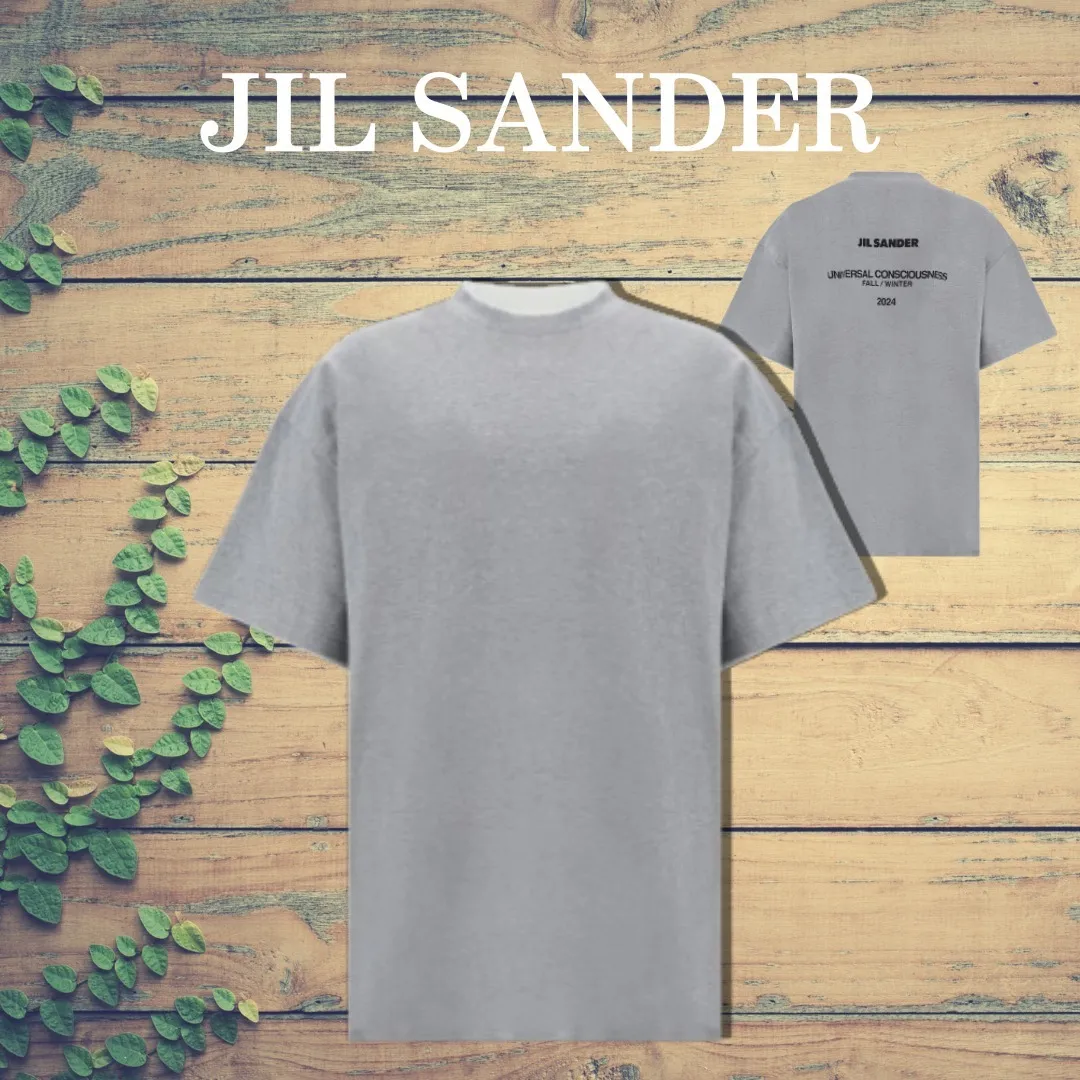 Jil Sander  |Crew Neck Monogram Street Style Cotton Short Sleeves Logo