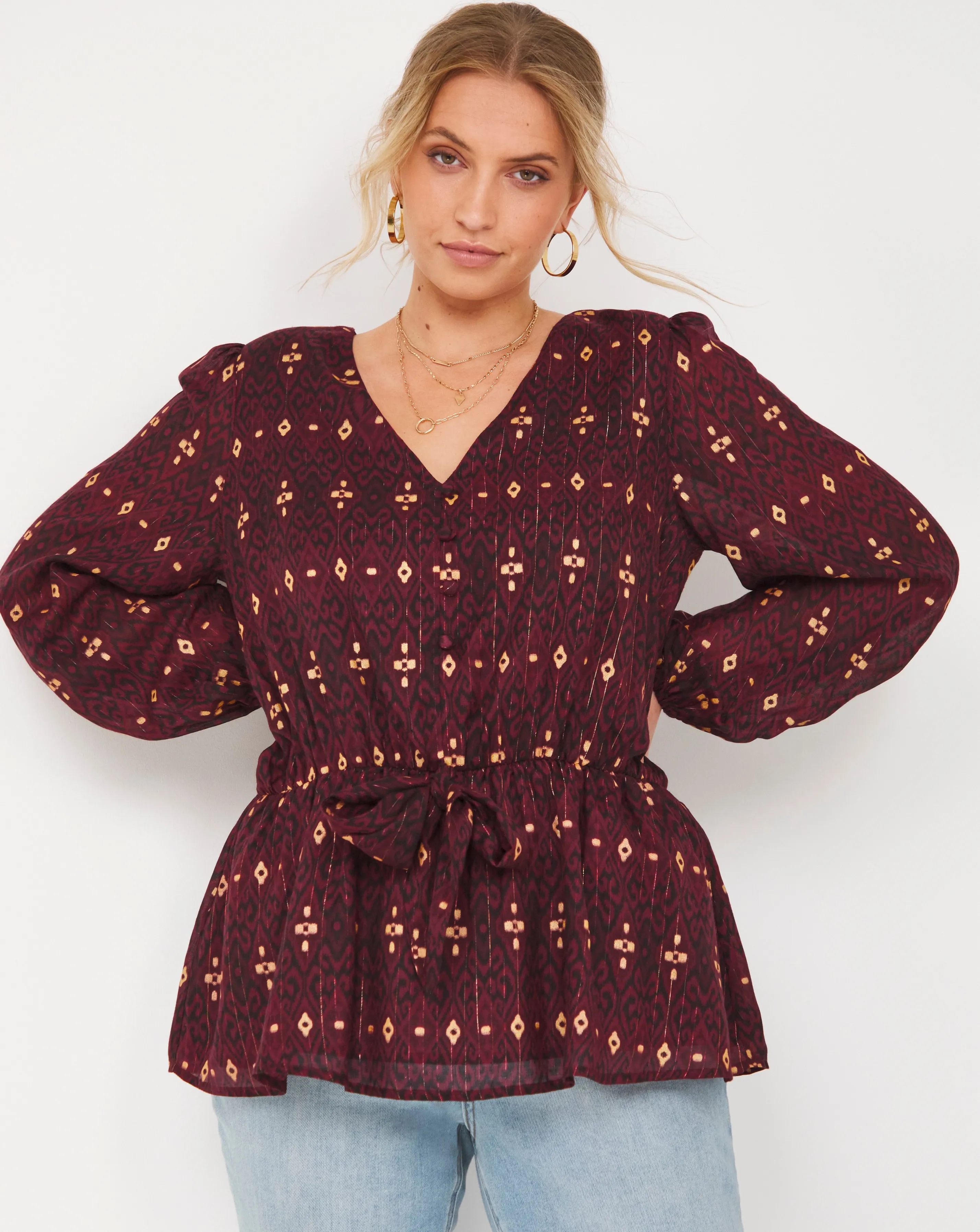 Joe Browns Foil Wrap Top Wine | Simply Be