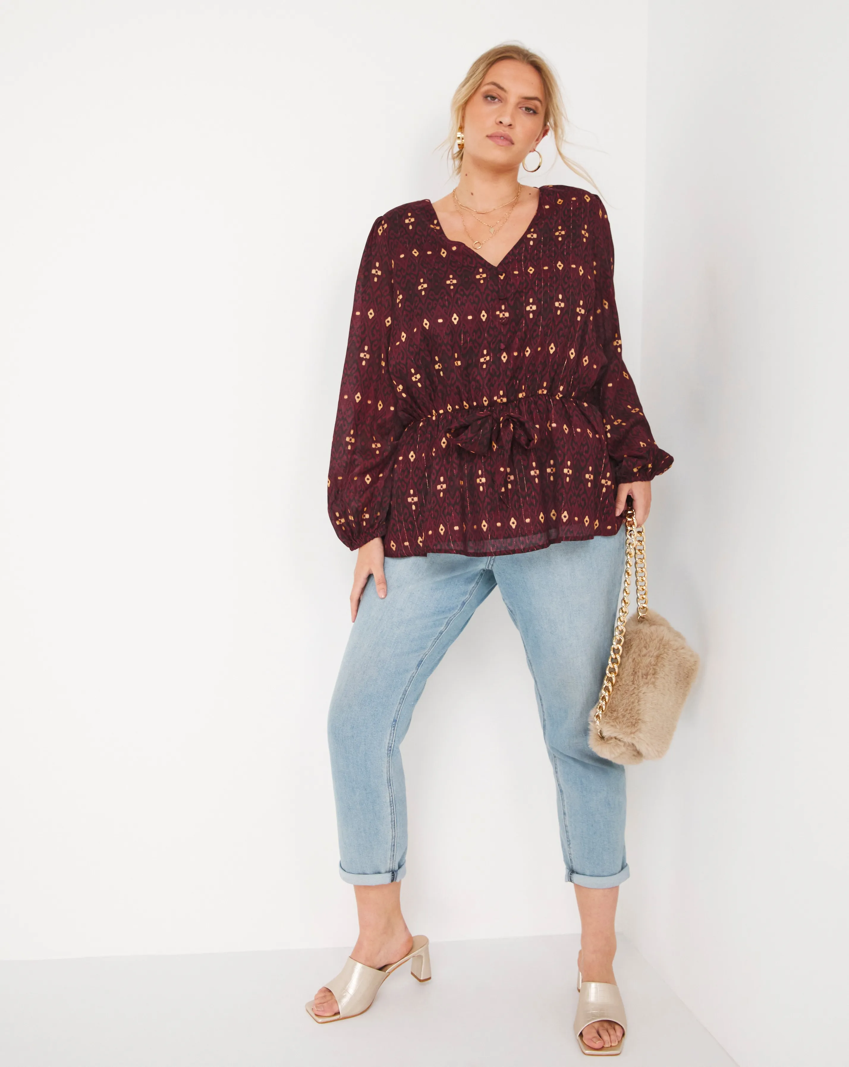 Joe Browns Foil Wrap Top Wine | Simply Be