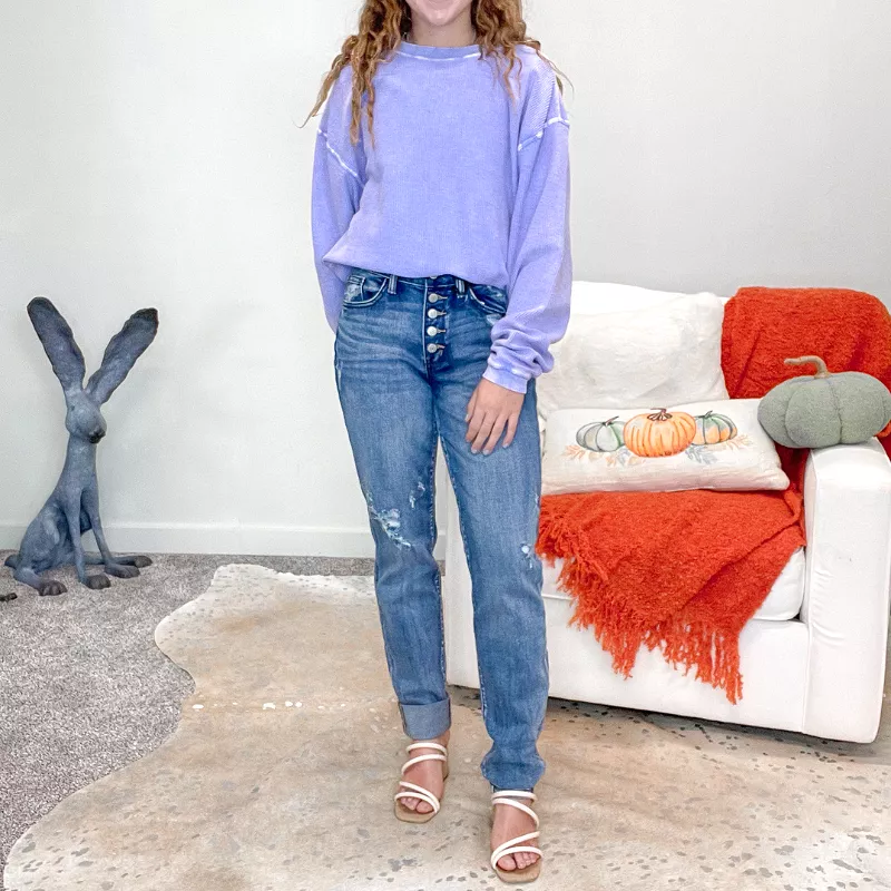 Judy Blue Chelsea Mid Rise Button Fly Long/Tall Boyfriend Jeans