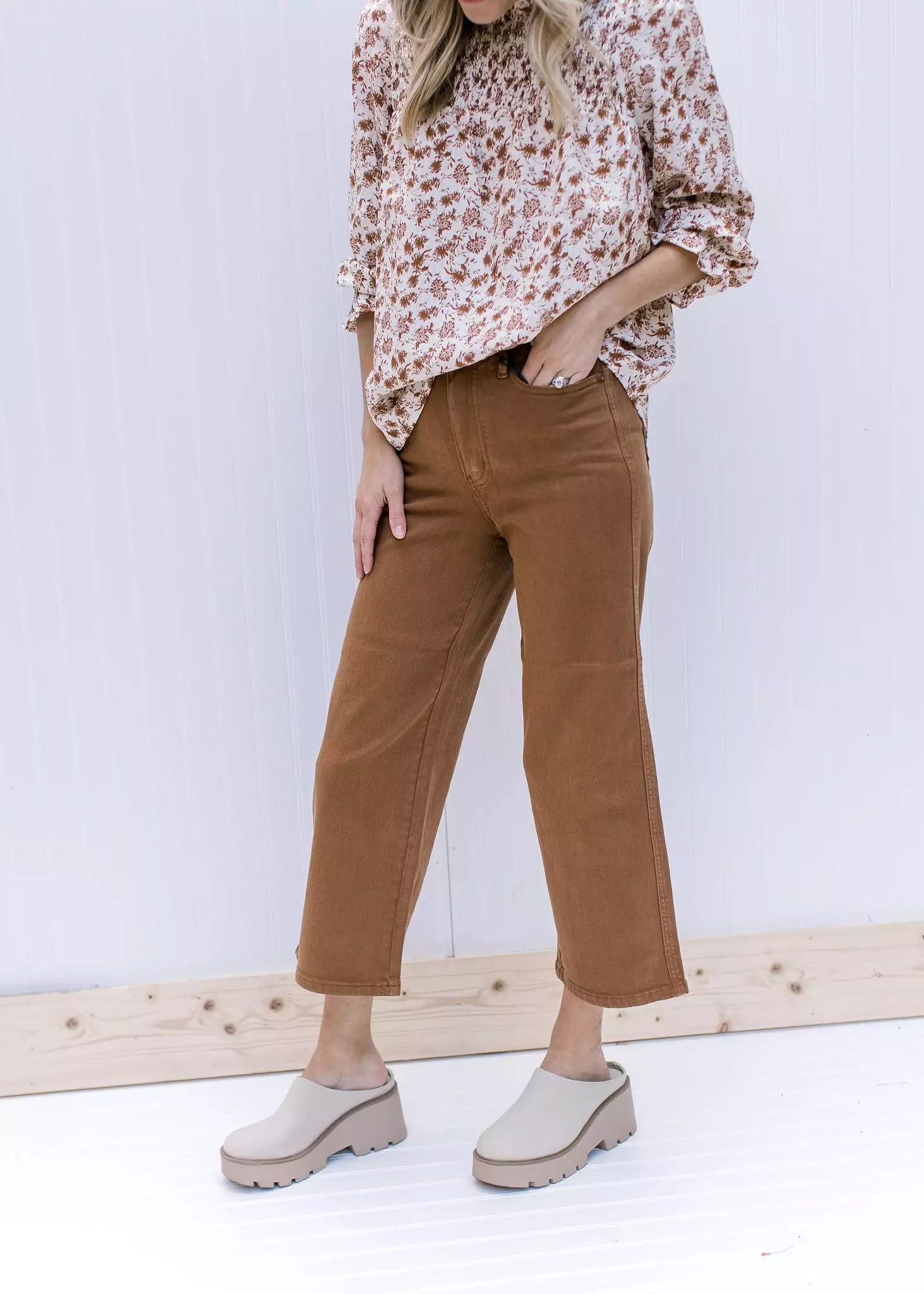 Judy Blue Tummy Control Camel Wide Leg Crop