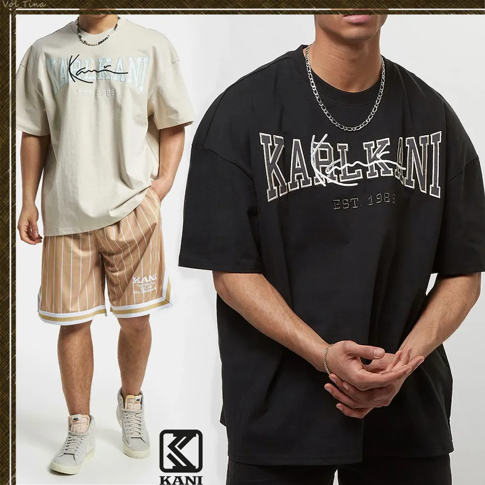 KARL KANI  |Crew Neck Street Style Cotton Short Sleeves Logo