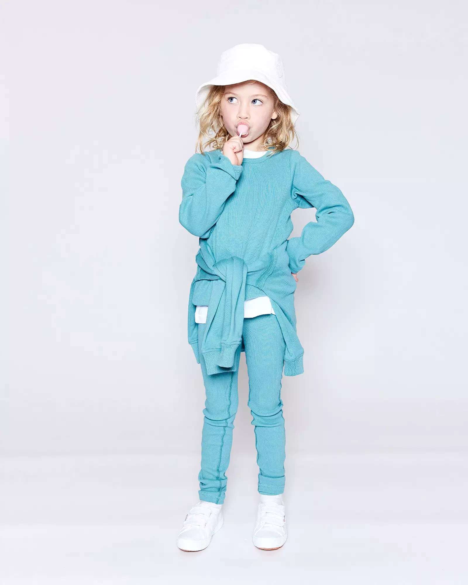 KIDS RIB LEGGING - BRISTOL BLUE