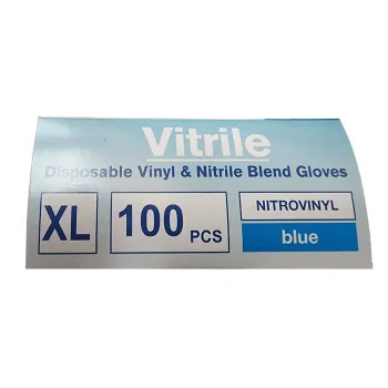 KQ KQ - Vitrile Disposable Vinyl & Nitrile Blend Gloves -blue (XL) XL -47%