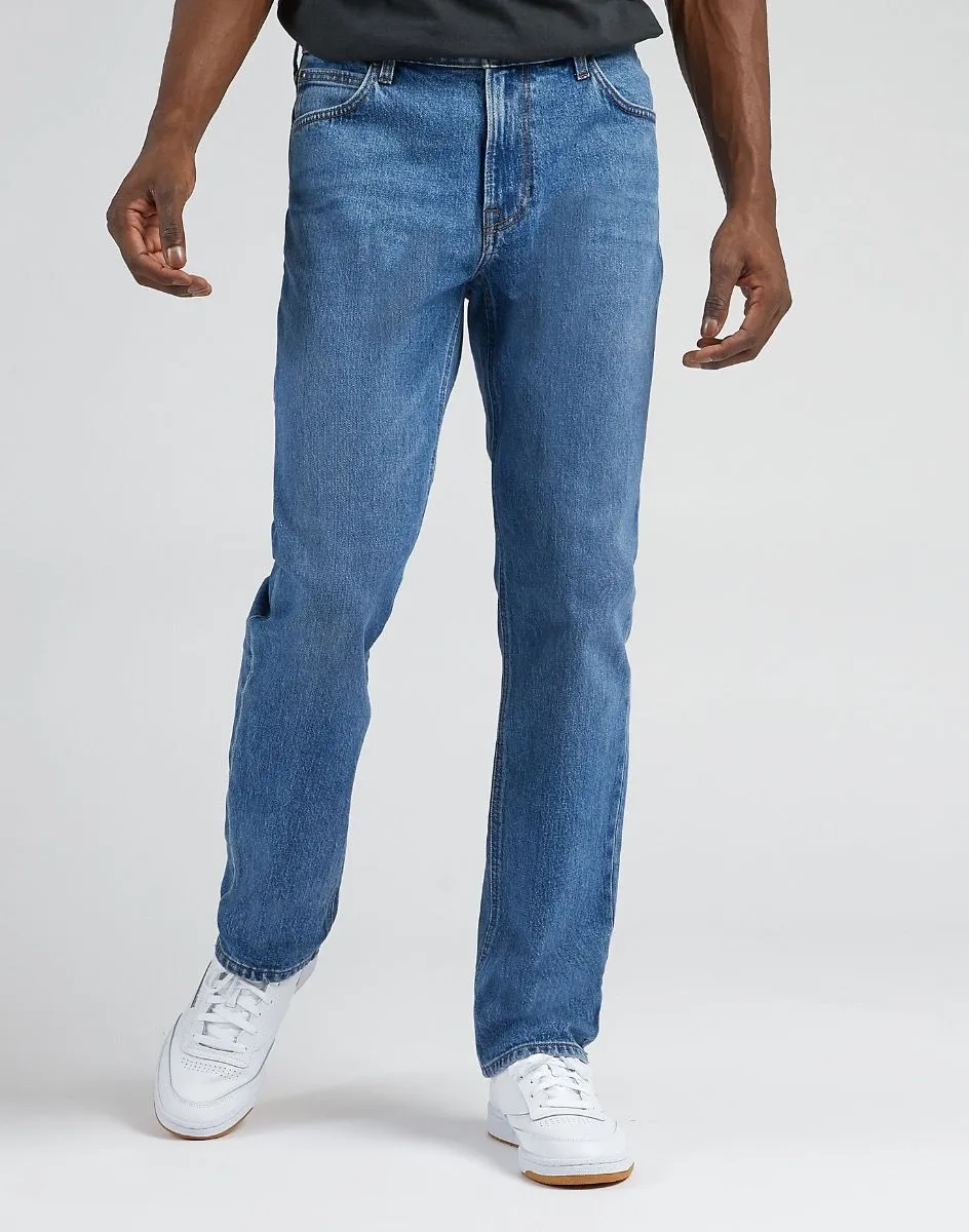 Lee West Relaxed Straight Denim Jeans Into Blue Worn