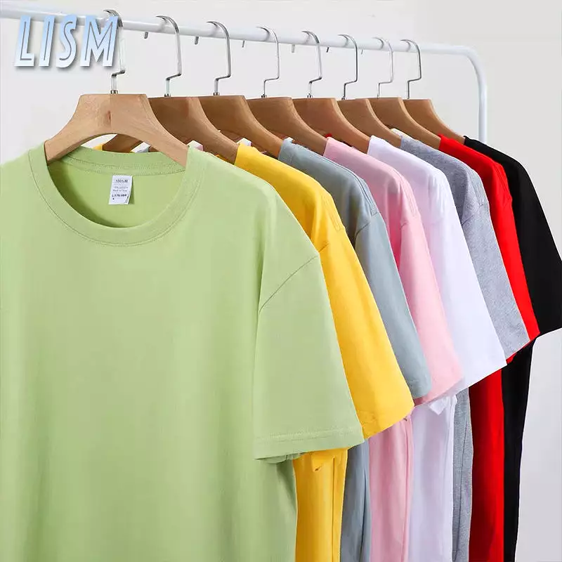 LISM Brand Quality Top Tees Solid Color Men's 100% Cotton Short