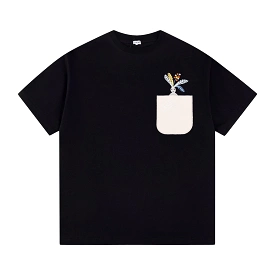 Loewe X SunaFujita 24SS Mandrake embroidered short-sleeved T-shirt Black 3.6