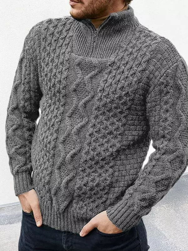 Long Sleeve Cable Turtleneck Men Sweater