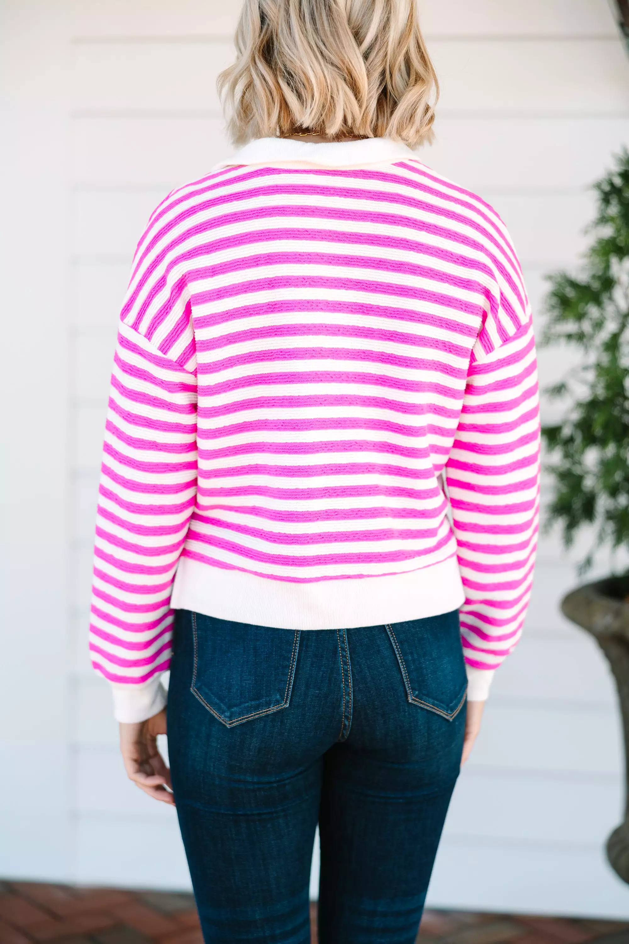 Looking At You Pink Striped Sweater