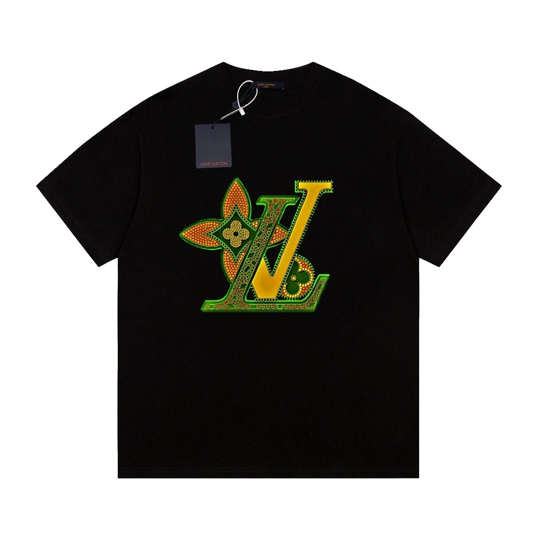 Louis Vuitton 24SS limited edition enamel LOGO printed short-sleeved T-shirt Black 3.6