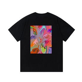 Louis Vuitton 24SS limited edition neon heart palm print short-sleeved T-shirt Black 3.6