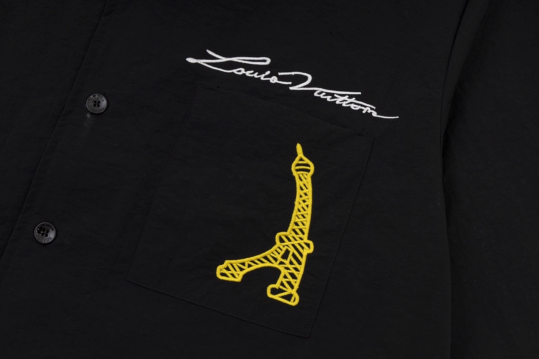 Louis Vuitton X Pharrell Williams 24SS embroidered Eiffel Tower Seine River printed short-sleeved T-shirt Black 3.6