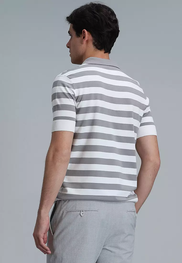 LUFIAN Striped Polo Sweater